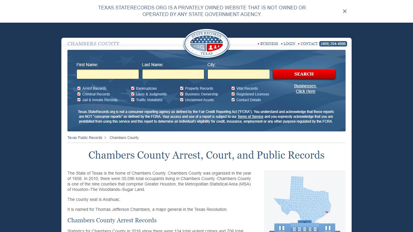 Chambers County Arrest, Court, and Public Records