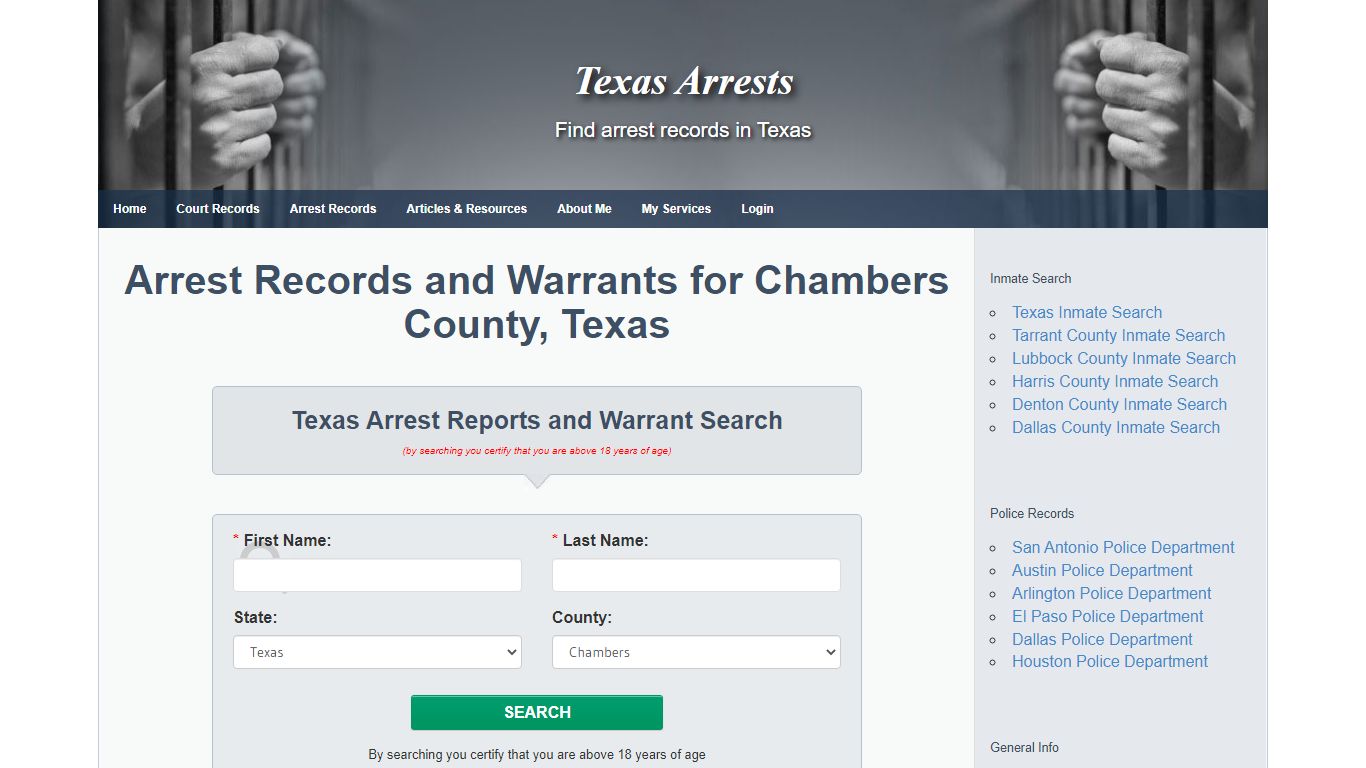 Arrest Records and Warrants for Chambers County, Texas