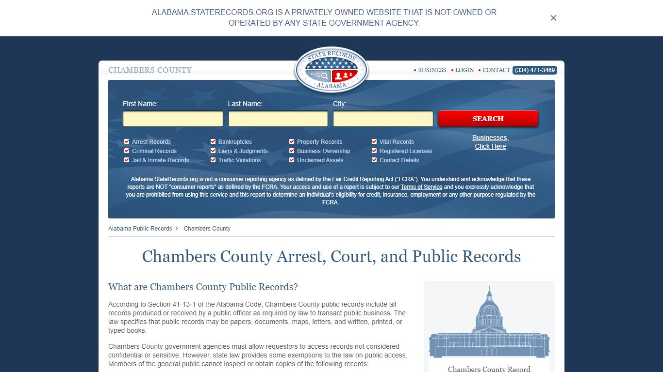 Chambers County Arrest, Court, and Public Records